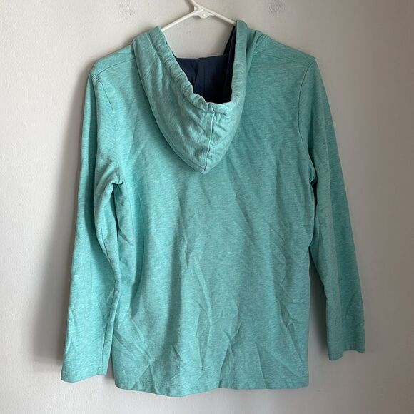 L.L.Bean Women’s Rugby Teal Hooded Pullover light weight sweatshirt sz M petite - Picture 12 of 12